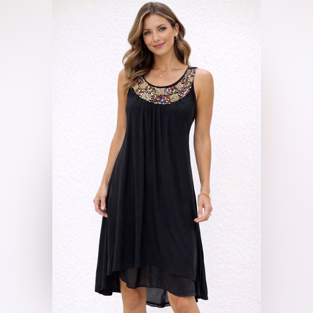 🎉4/30$🎉 Suzy Shier Y2K Embellished Black Dress - Size M